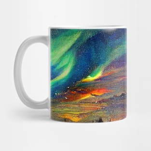 Aurora Borealis Watercolor Rainbow Mug